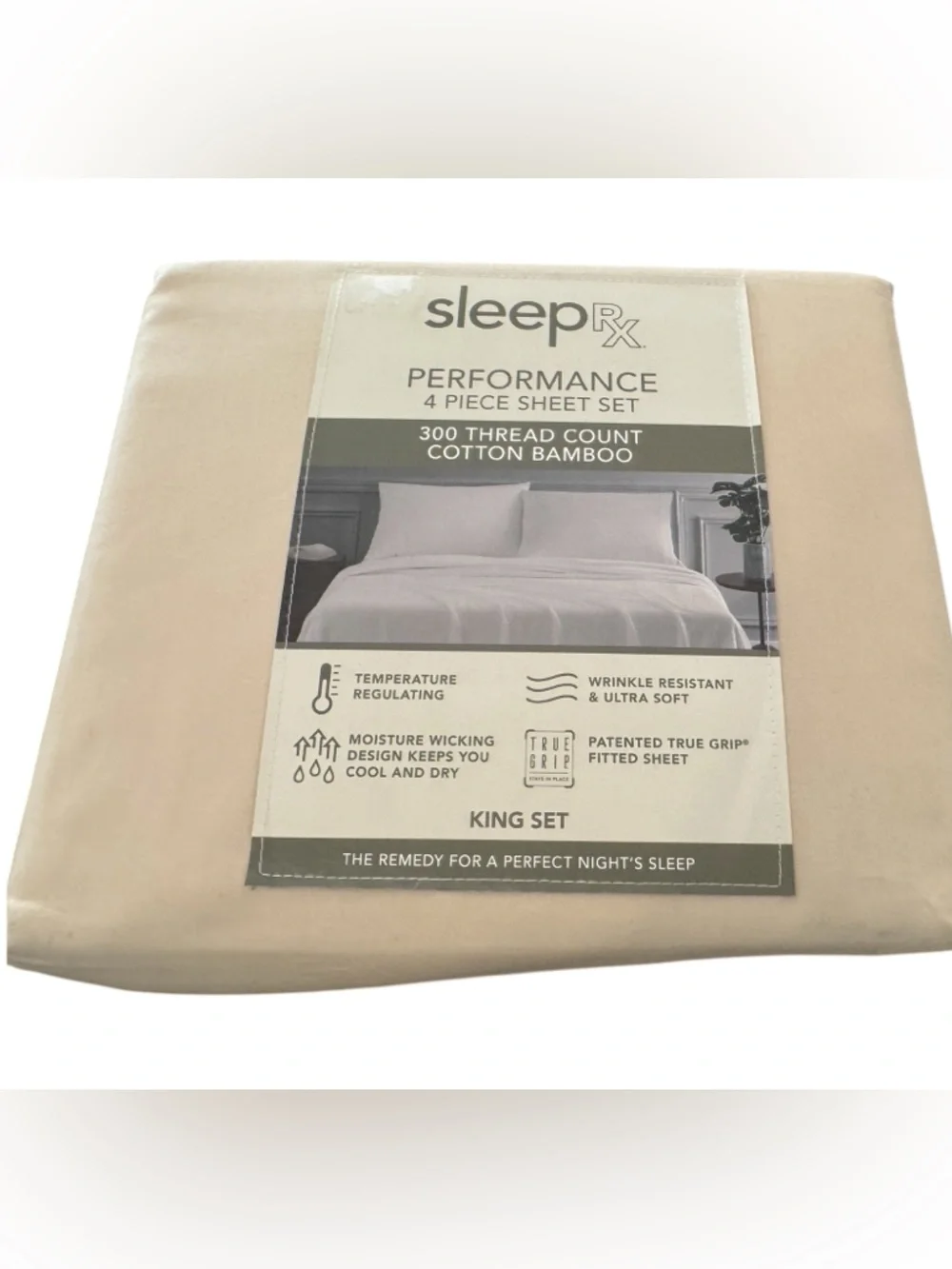 NWT Macys SleepRX Bamboo Cotton Premium 4 Piece Sheet Set Temperature Regulating